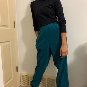 Teal Blue Elastic Waist Pants